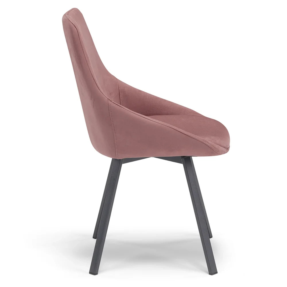 Set 2 sedie imbottita per sala da pranzo ASIA, design moderno, gambe in metallo finitura antracite, rivestimento in tessuto idrorepellente effetto scamosciato colore Ambra