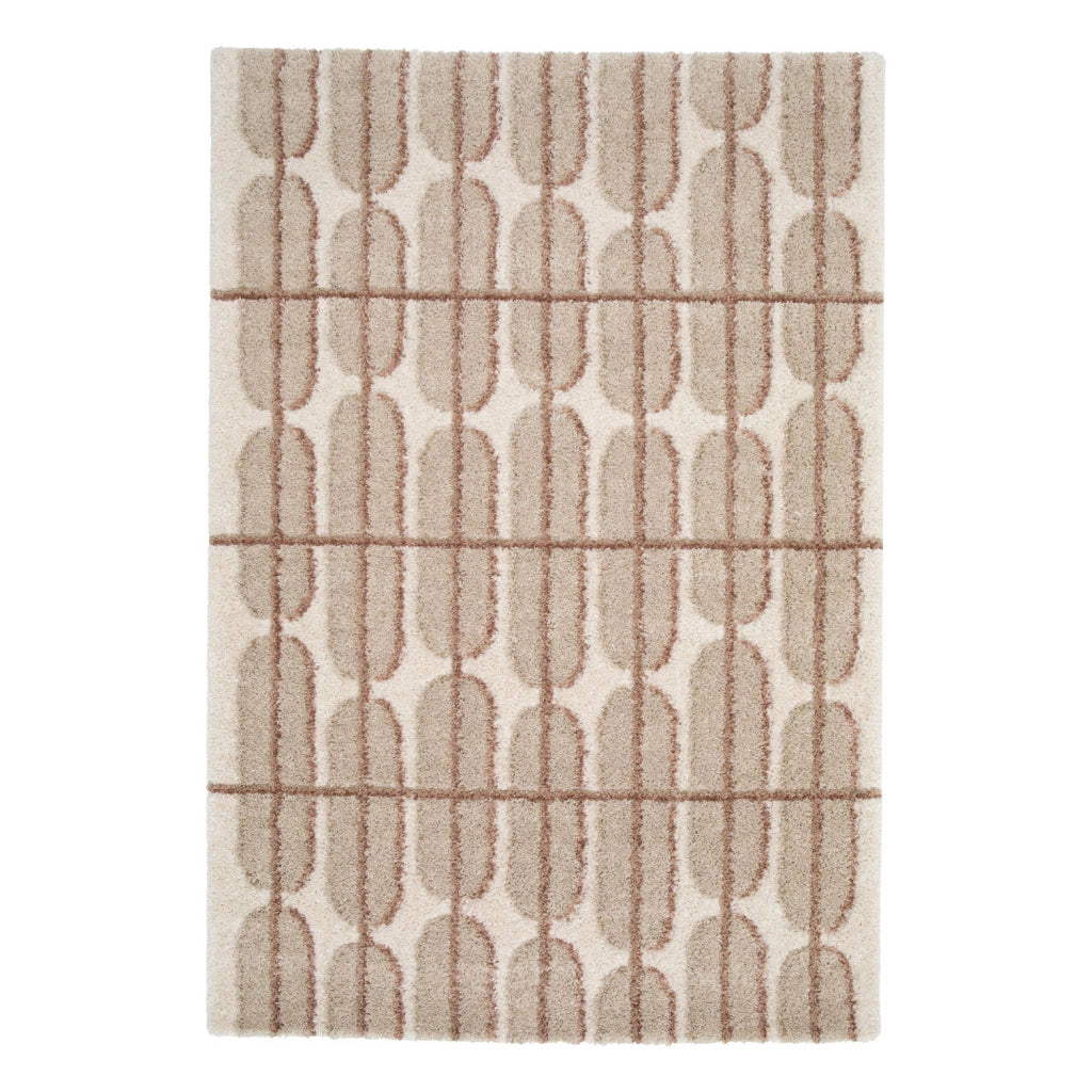 Tappeto da interno con motivo grafico beige, crema e rosa