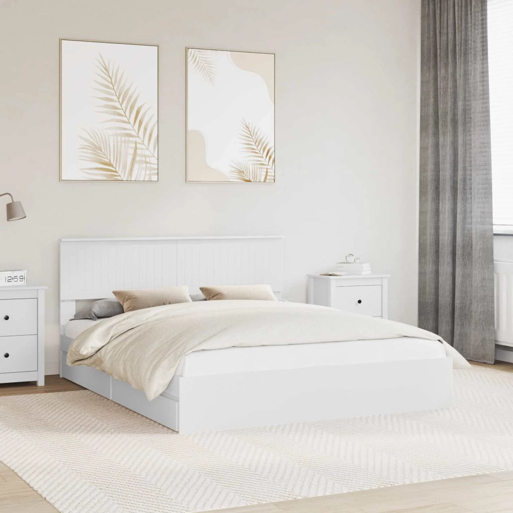 Letto con Contenitore Bianco 160 x 200 cm Legno multistrato 3410777