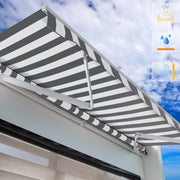 Toboli Tenda da sole con bracci a snodo e protezione UV 3x2,5m Antracite/bianco Montaggio a parete