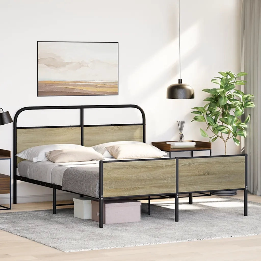 Giroletto senza Materaso in Metallo Rovere Sonoma 160x200 cm 3318694