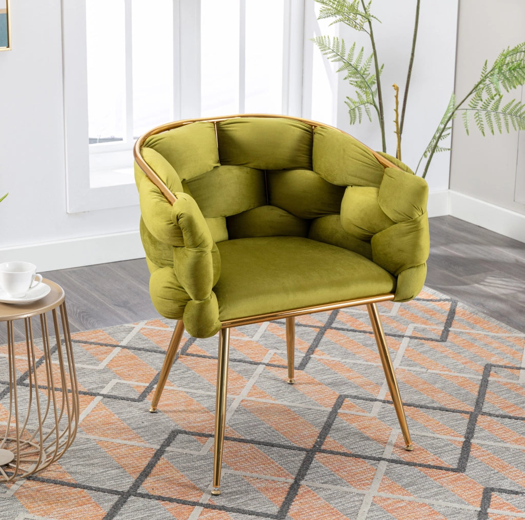 Set di 2 poltrone 73x56x75 cm velluto oliva metallo dorato con braccioli