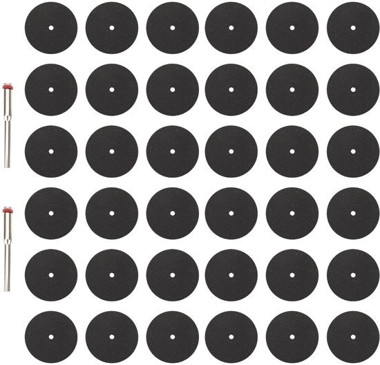 Set di lamiere di taglio 36 pezzi - 22 mm Lamiere di taglio - Ossidiana di alluminio - Per tagliare/trasformare - Inclusi 2 mandrini - Adatto per legno/metallo/plastica