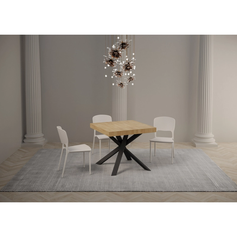 Tavolo allungabile 90x90/194 cm Clerk Premium - gambe Antracite - Quercia Natura
