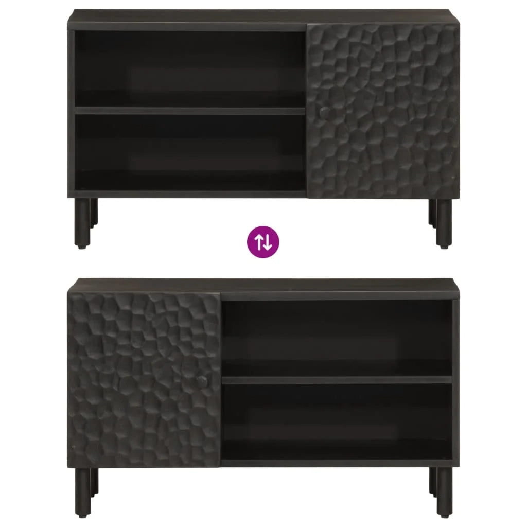 Mobile TV multimediale mensola TV credenza TV sala da pranzo soggiorno camera da letto 80 x 31 x 46 cm legno massello di mango nero 02_0026232