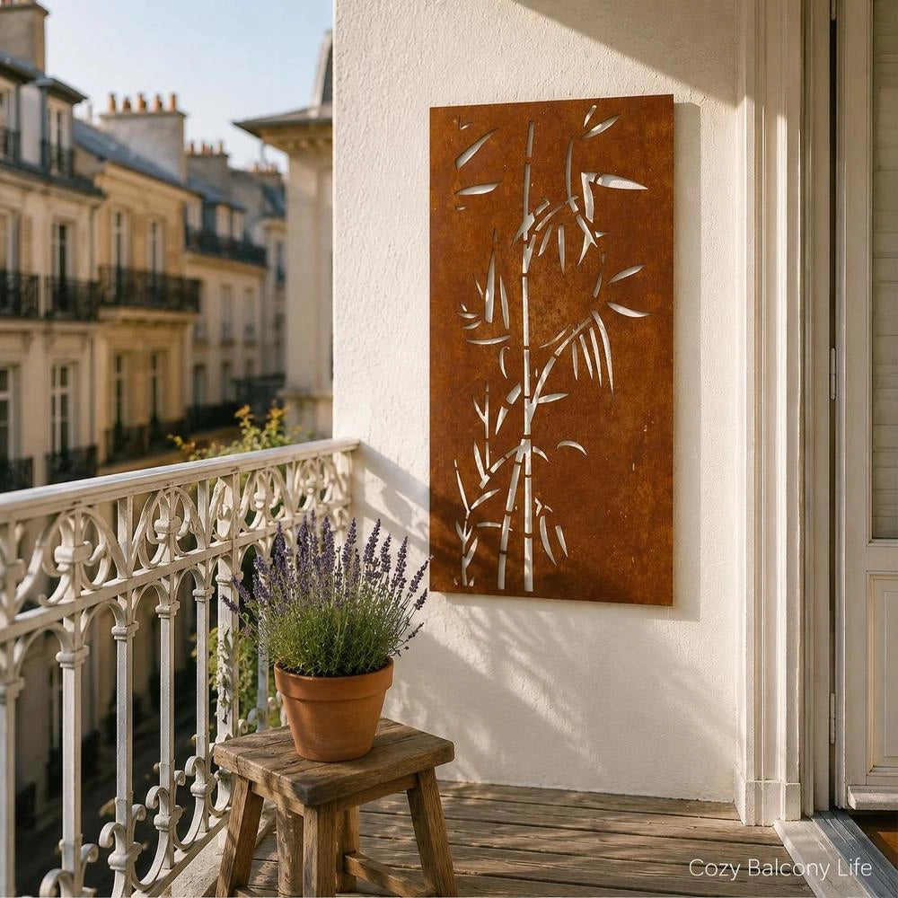 Garden Wall Decoration 105x55 Cm Corten Steel Bamboo Design