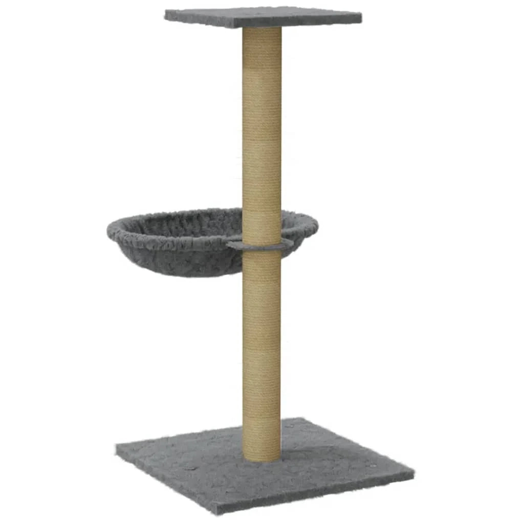 Tiragraffi per gatti torre per arrampicata giocattolo piattaforma per arrampicata con tiragraffi in sisal leggero 74 cm grigio 02_0022441