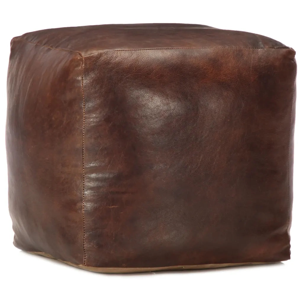 Pouf Marrone Scuro 40x40x40 cm in Vera Pelle di Capra cod mxl 78081