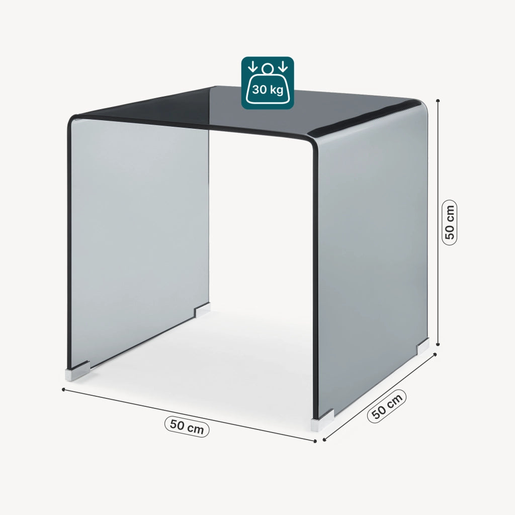 Tavolino da Salotto Varlofrek in Vetro 50 x 50 x 50 cm - Grigio [en.casa]