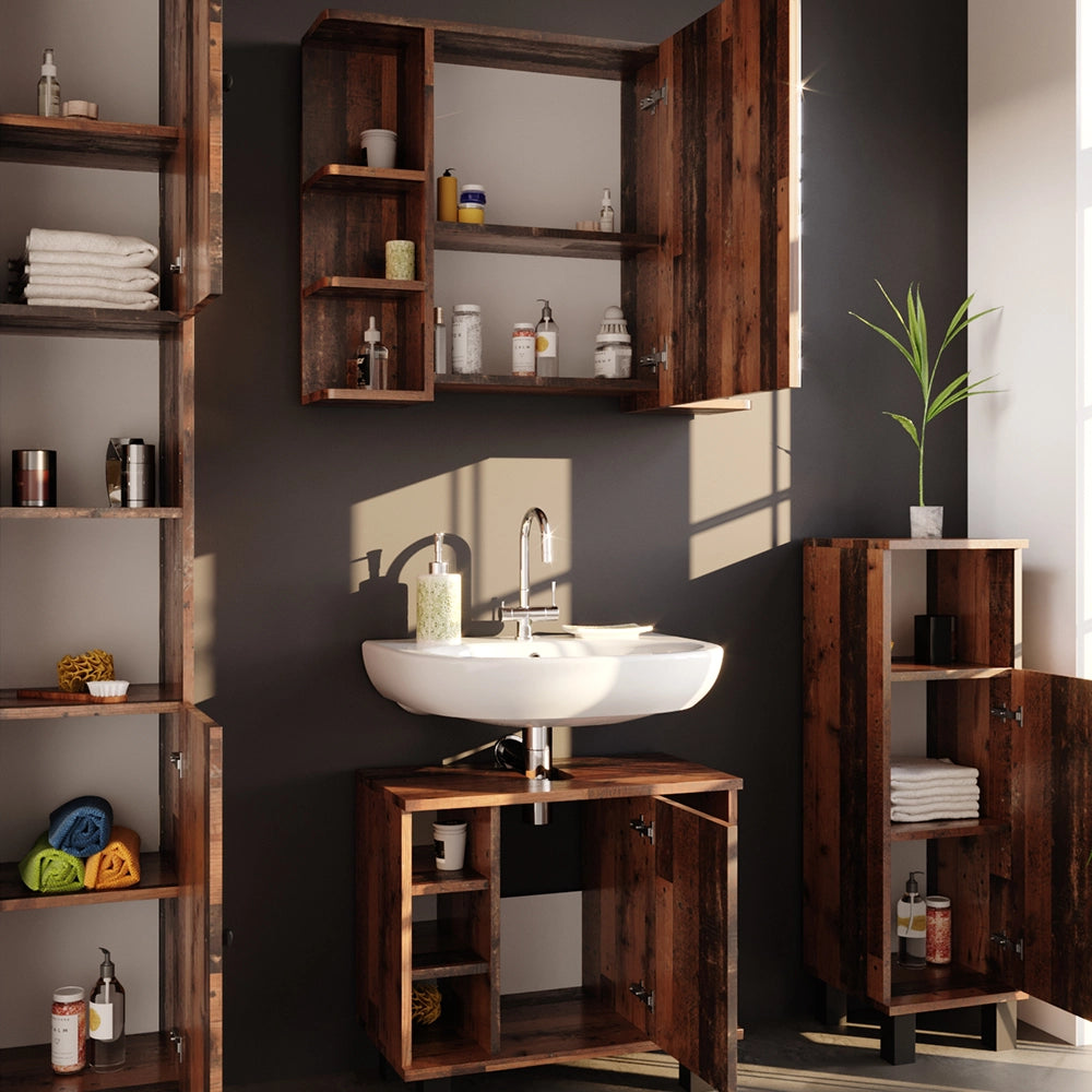Vicco Set mobili bagno Rovere rustico 4 parti