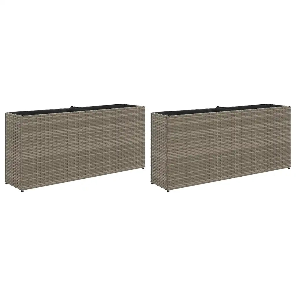 Fioriere da Giardino con 2 Vasi Grigie 90x20x40cm in Polyrattan 3210515