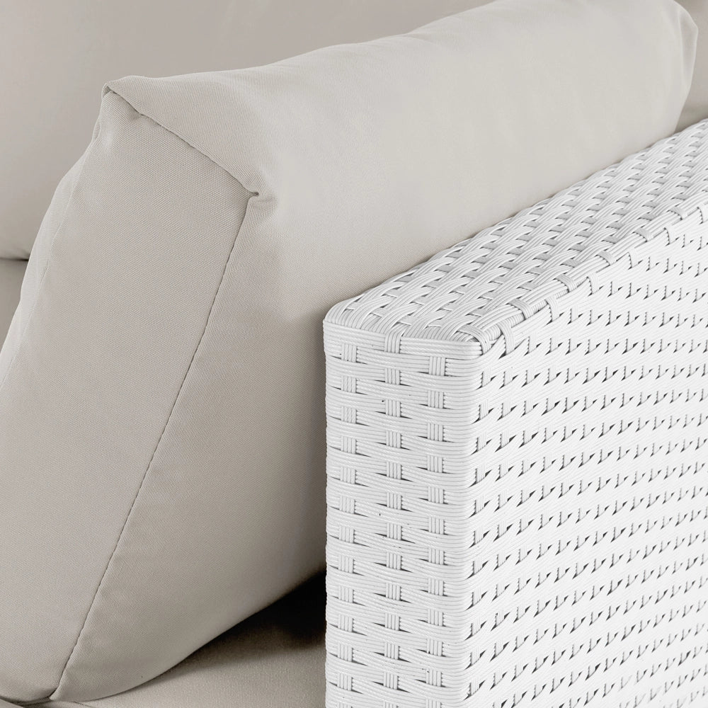 Set da giardino modulare in rattan bianco lato destro modulare a 4 posti