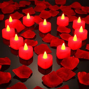 12 candele LED a forma di cuore - candele LED con tema dell'amore - San Valentino, matrimonio, decorazione tavola, decorazione festa (lampioncini rossi) (foglie di fiore non inclusi)