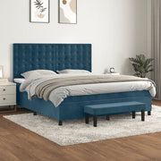 Giroletto a Molle con Materasso Blu Scuro 160x200 cm in Velluto 3138095
