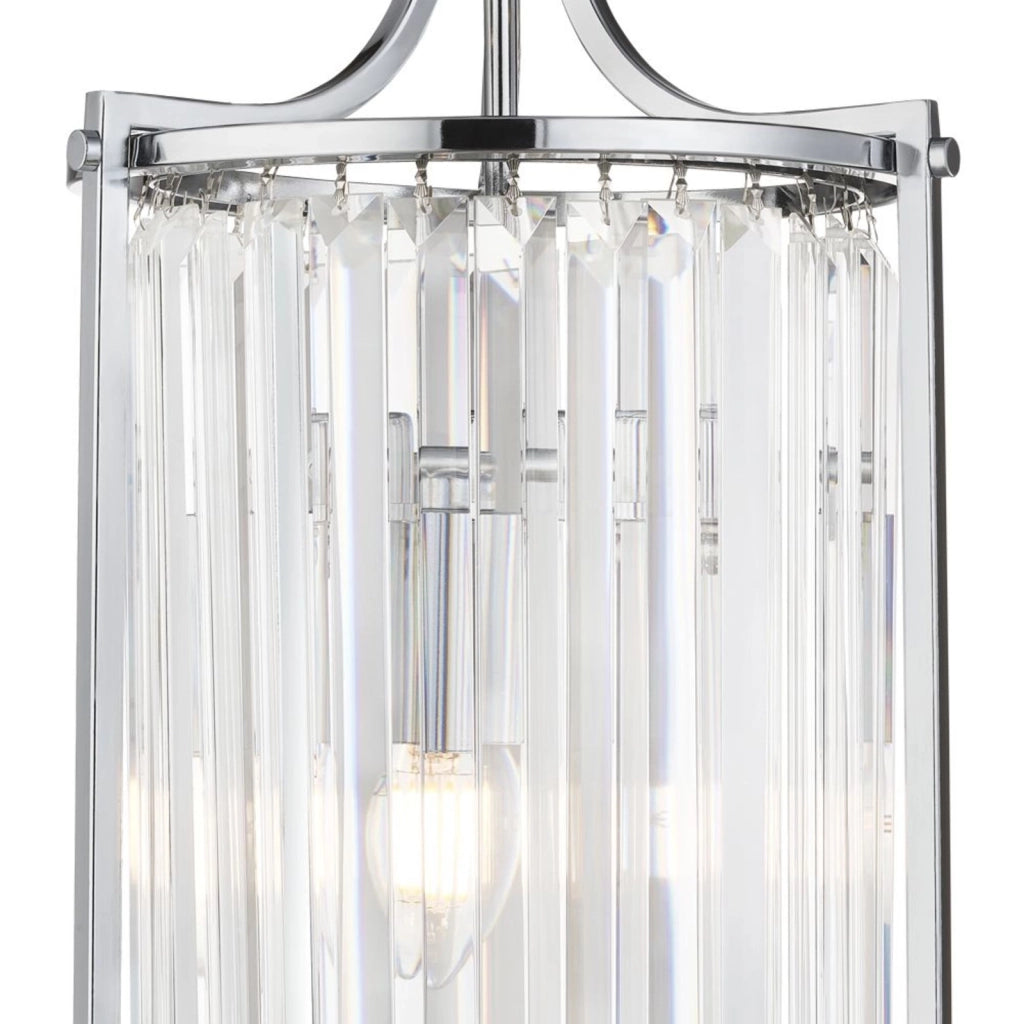 Lampadario Contemporaneo Victoria Acciaio Cromo Vetro 2 Luci E14