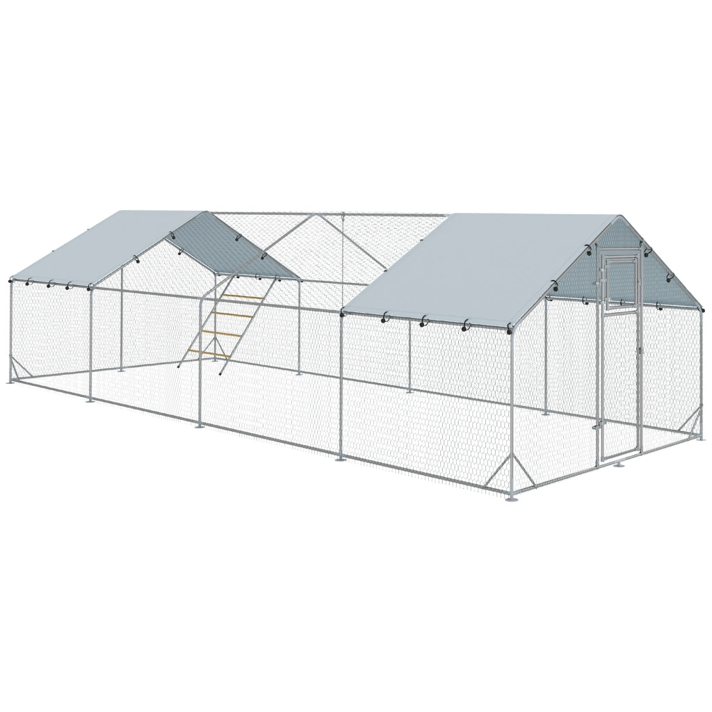 Pollaio per galline con recinto esterno, rete metallica e piano UV ¨C zephmum ¨C per 24-30 galline