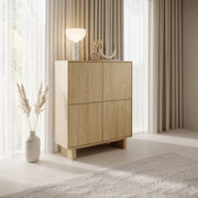 Madia Hasareti, Credenza 4 Ripiani, 104x38x124h cm Marrone Rovere