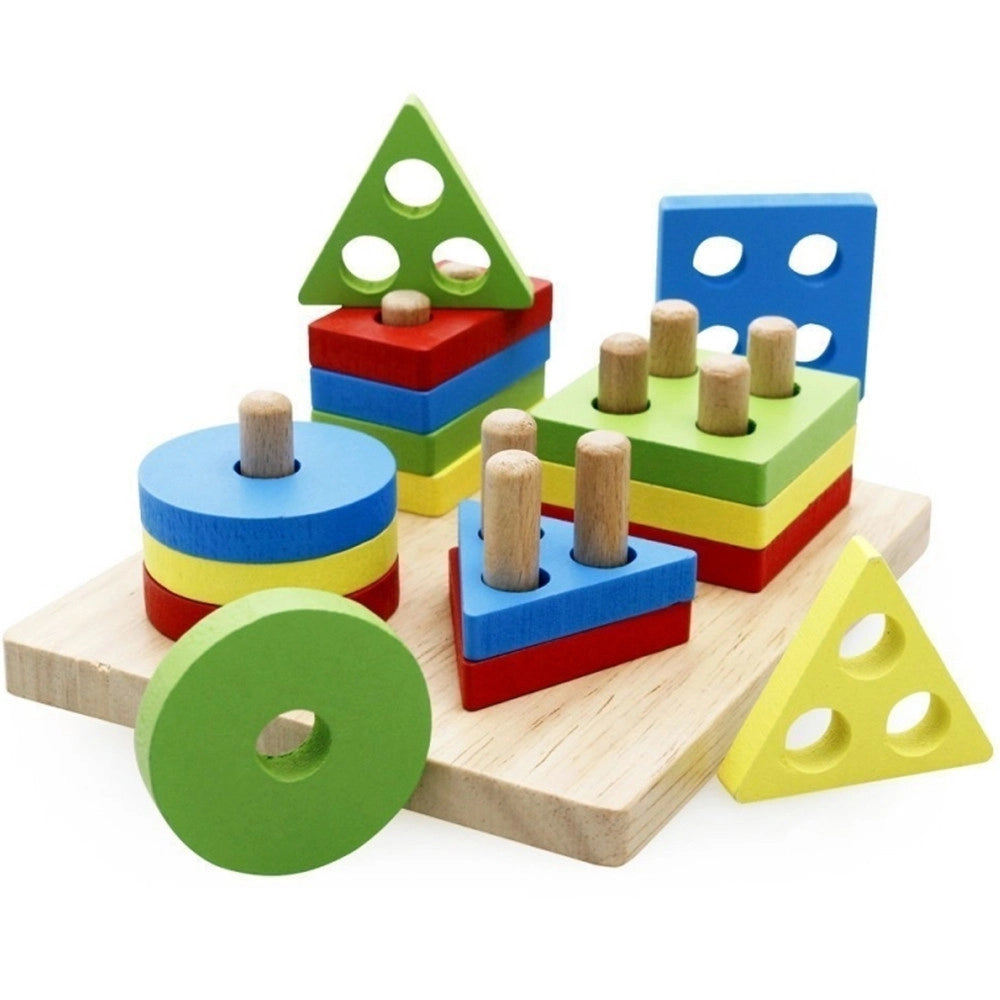 Trade Shop - Costruzioni In Legno Forme Impilabili Insegnare Forme Gioco Didattici Educativo -