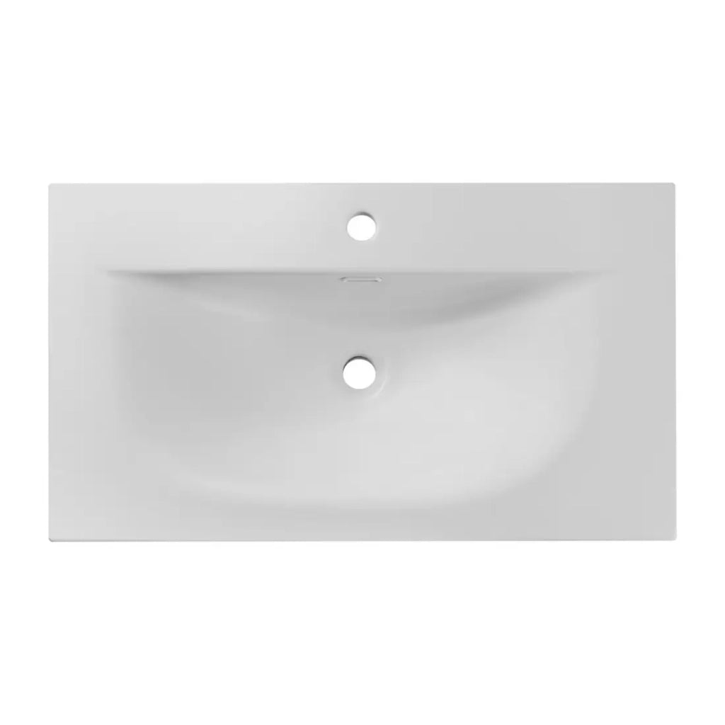 Lavabo da incasso VELOA 80 cm ceramica bianco opaco design moderno ovale