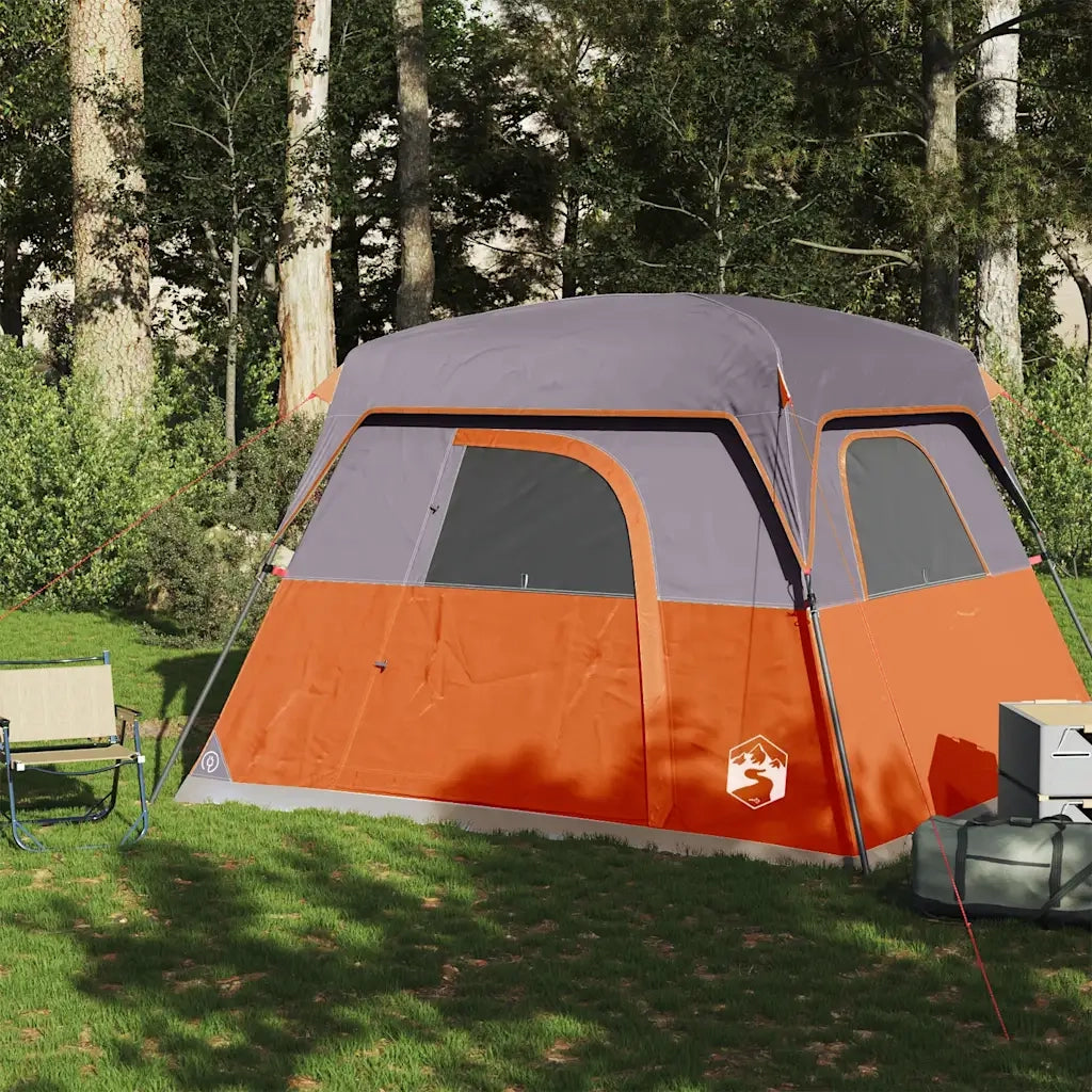 Tenda da Campeggio a Cabina 4 Persone Arancione Impermeabile 94544
