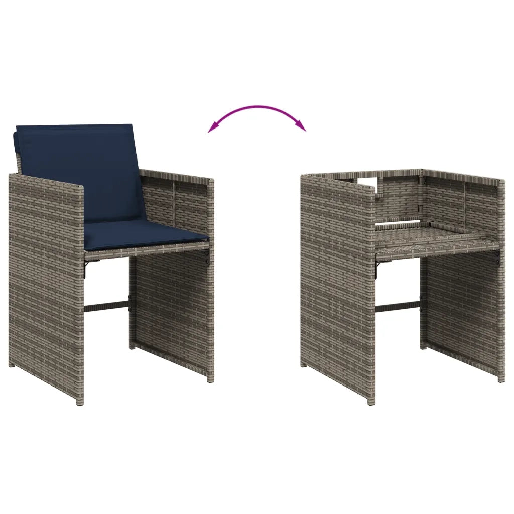 Set da pranzo da giardino da 5 pz con Cuscini in Polyrattan Grigio 3277852