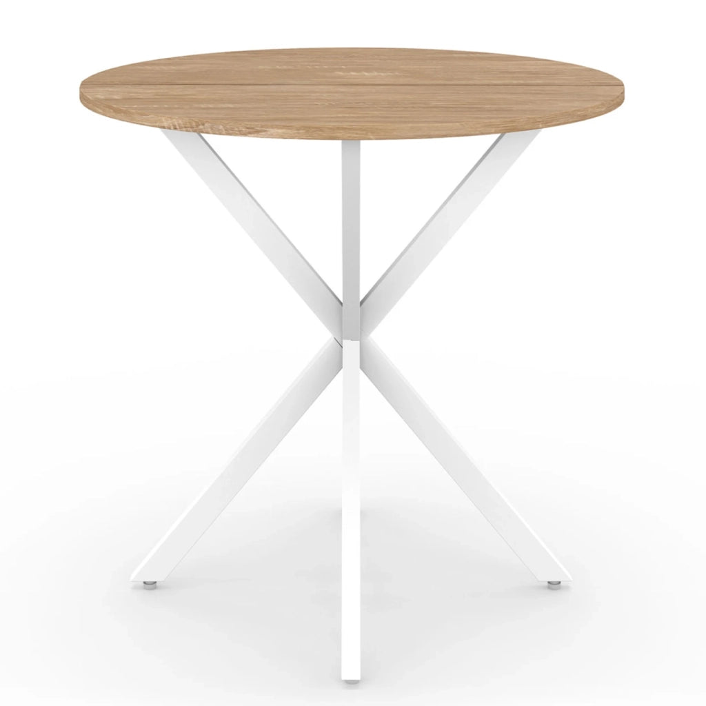 IDMarket - ALIX mesa de comedor redonda para 2 a 4 personas, de madera y pata de araña blanca 80 cm