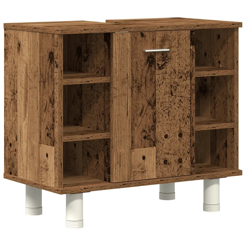 Set Mobili da Bagno 4 pz Legno Antico in Legno Multistrato