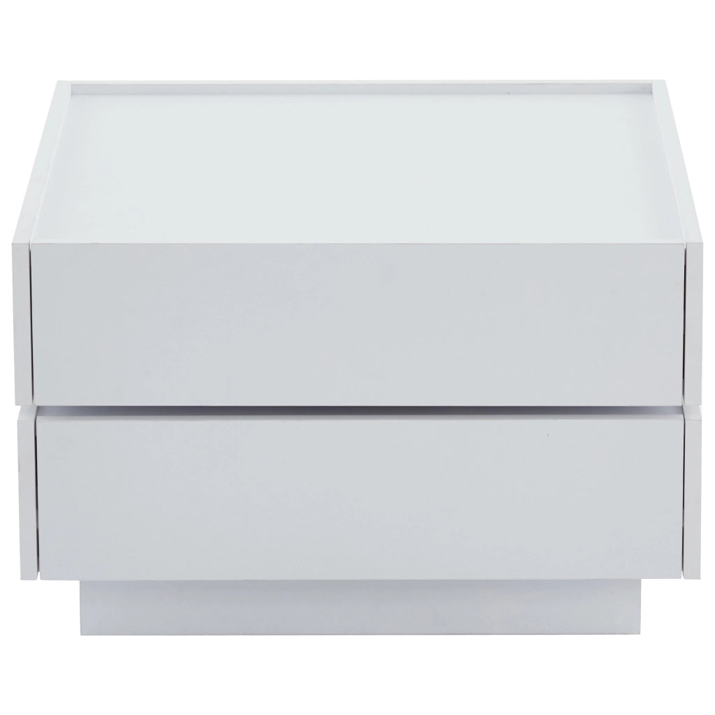 TAVOLINO DA CAFFÈ Girevole 360° 60x60x38 cm Bianco con 2 cassetti