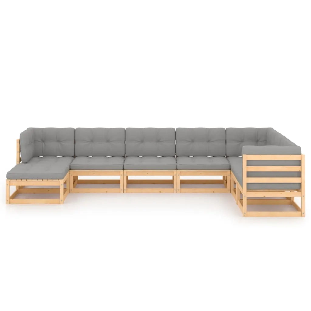 Set Salotto Giardino 8 pz Cuscini Antracite Legno Massello Pino 3076764