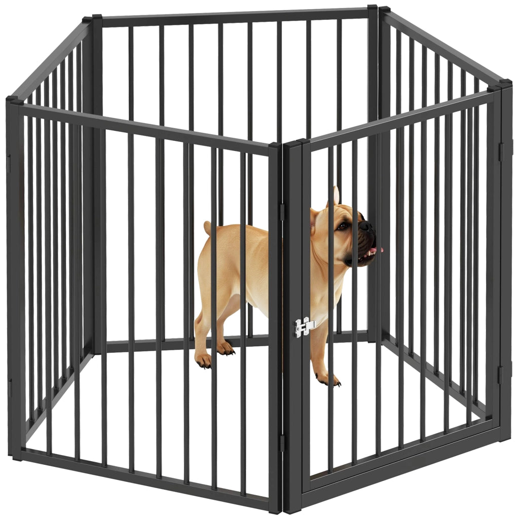 Recinto per cani ¨C zephmum ¨C nero, pieghevole, 5 pannelli