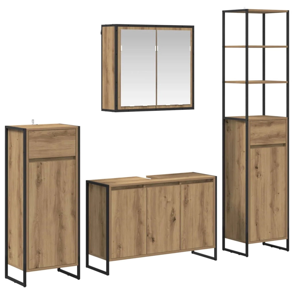 Set di mobili per il bagno Rovere artigianale Legno multistrato 3403051