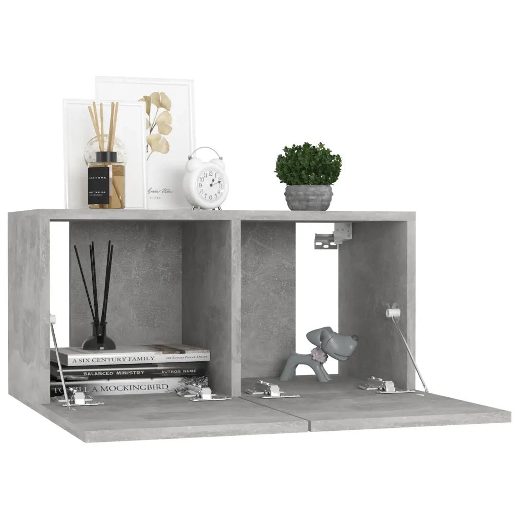Mobili TV 4 pz Grigio Cemento 60x30x30 cm in Legno Multistrato 3079059