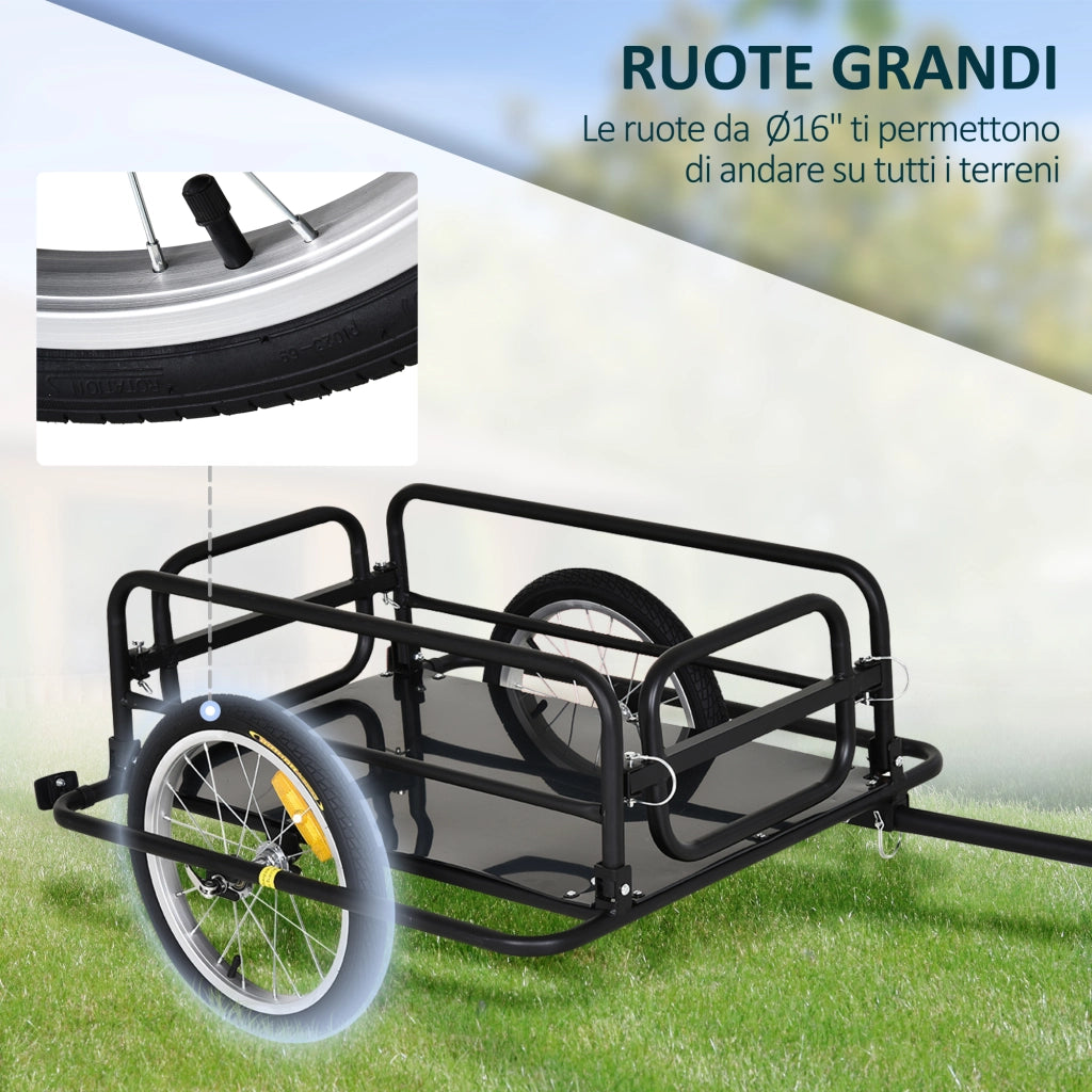 Carrello Bici con Pareti Pieghevoli ¨C Zephmum ¨C Acciaio, Nero, 139x71.5x49 cm