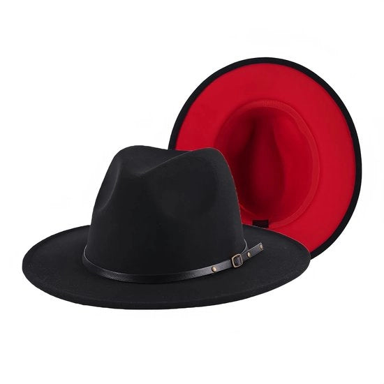 Fedora in Tela a Due Colori con Bordo Largo 7cm - Unisex - Comodo - Ideale per Regali