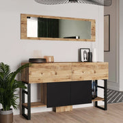 Alleghe, Consolle Specchio Incluso, 139x43x84h cm Marrone Quercia