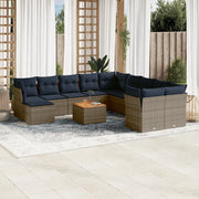 Set Divani da Giardino 12 pz con Cuscini Grigio in Polyrattan 3256313