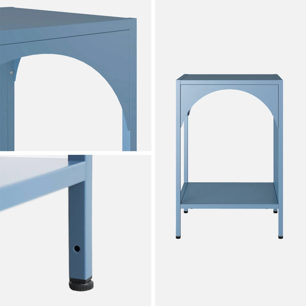 Comodino, tavolino industriale, blu grigio
