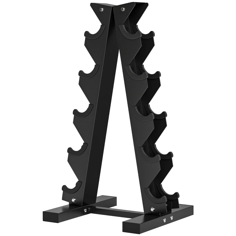 Porta manubri per 10 manubri, 5 livelli, robusta struttura in acciaio, fino a 100 kg, nero, 66 x 35 x 33 cm