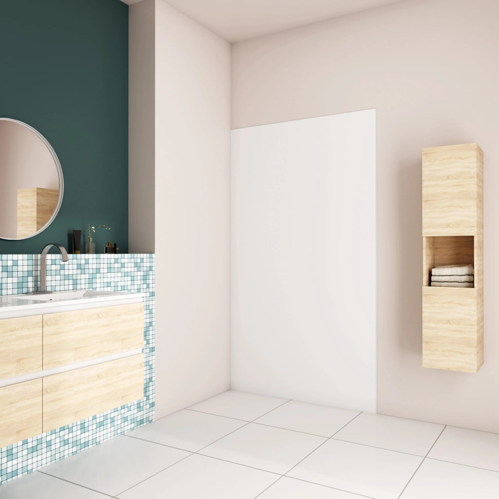 100x210 cm Pannello Doccia Realizzato in Alluminio Spessore 3mm con Profili Finitura Bianco Opaco per Rivestimento Parete Bagno