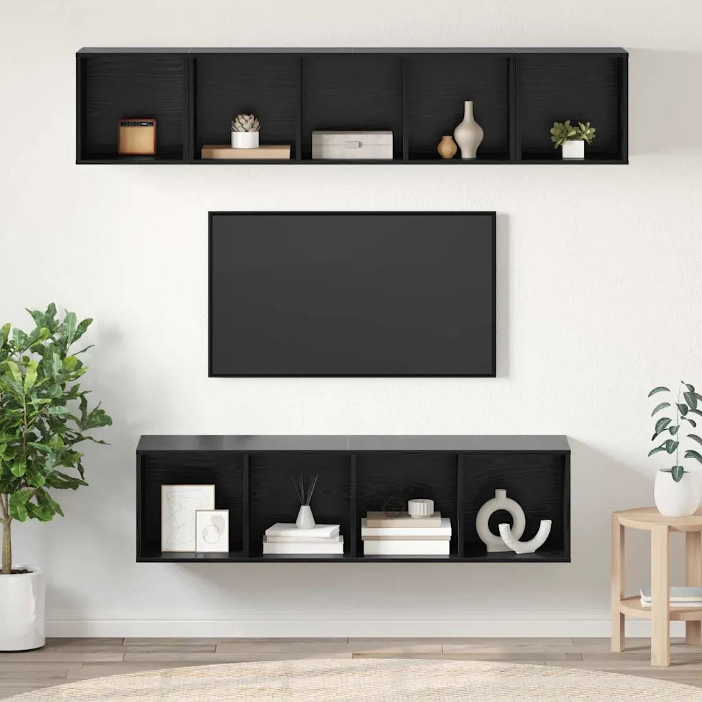 Set mobile TV 4 pcs Rovere Nero Legno multistrato 3393421