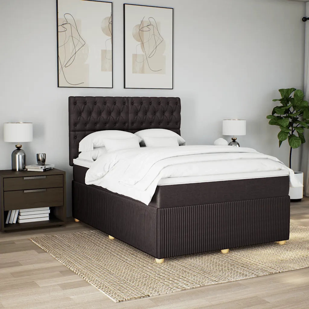 Giroletto a Molle con Materasso Marrone Scuro 140x200cm Tessuto 3294389