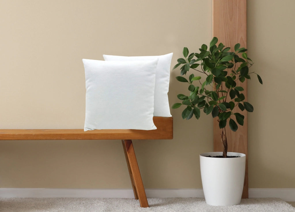 Coppia Cuscini Arredo Imbottiti Tessuto Ottoman In Tinta Unita Colore Bianco 25 - 50x50 - Bianco 25
