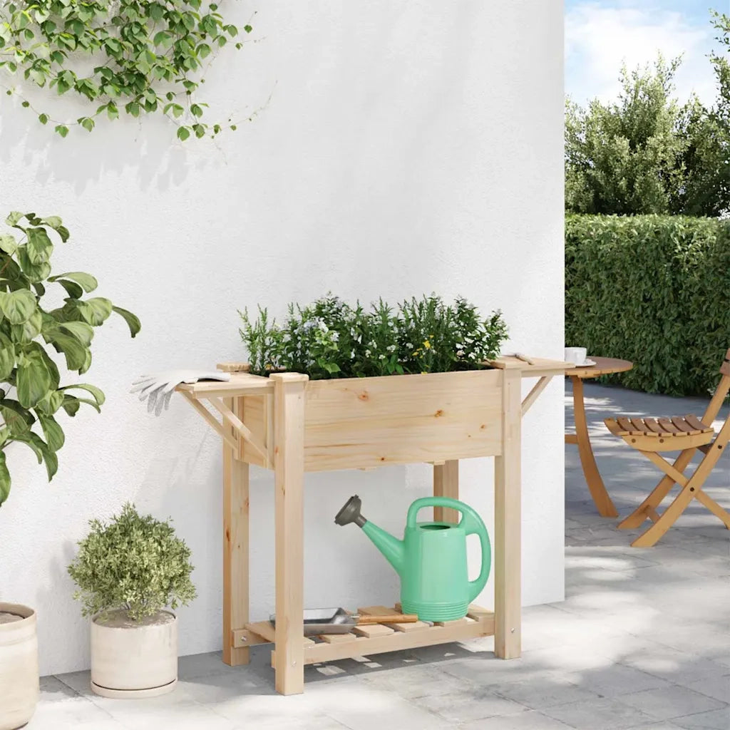 Fioriere | Cassetta per fiori | Vaso da giardino con lo scaffale Beige 111 x 37 x 76,5 cm