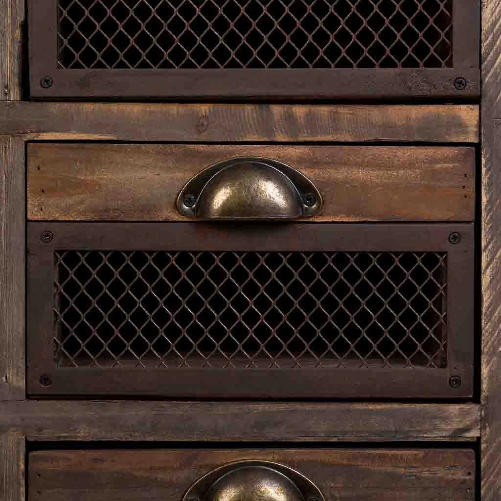 Cassettiera in legno con 7 cassetti marrone 59x34x80,5h cm
