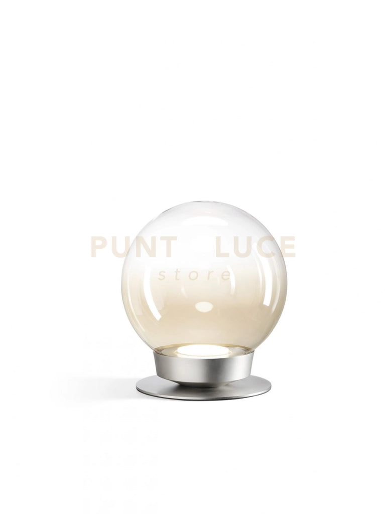 JOTTO LAMPADA DA TAVOLO IN METALLO COLORE ALLUMINIO VETRO SFUMATO AMBRA DA 25CM 1 LUCE ATTACCO GX53 DIMMERABILE
