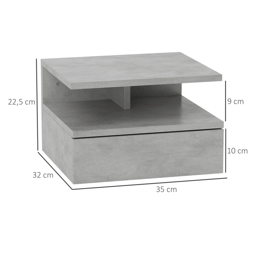 Comodino Moderno con Cassetto e Ripiano ¨C Zephmum ¨C Grigio 35x32x22,5 cm