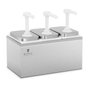 Distributore di salse con 3 contenitori a pompa 3 x 2 litri acciaio inox 14_0001420