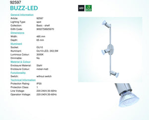 FARETTO BUZZ LED 3 LUCI X 2,5 IN NICKEL - EGLO 92597