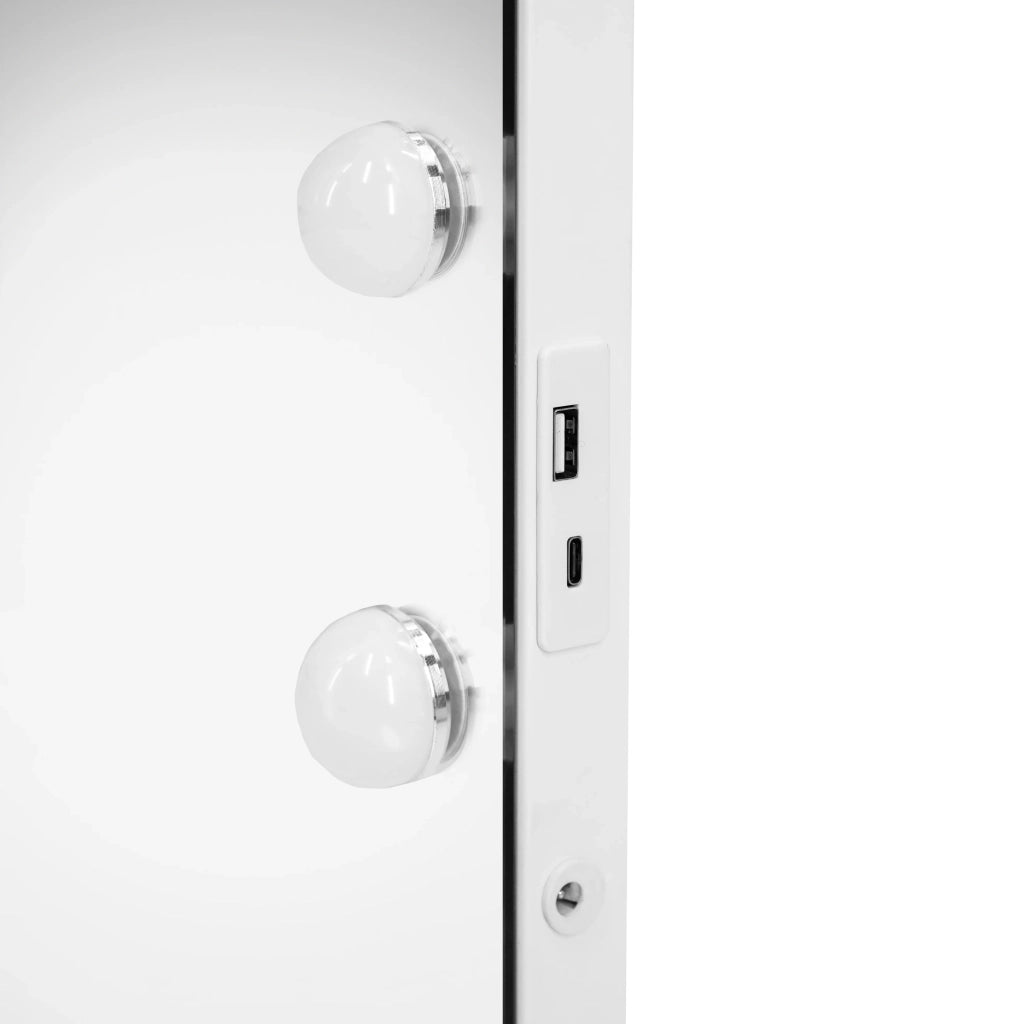 Specchio LED Hollywood 80cm, 3 Luci, BT, USB, 10x Zoom, Dimmer