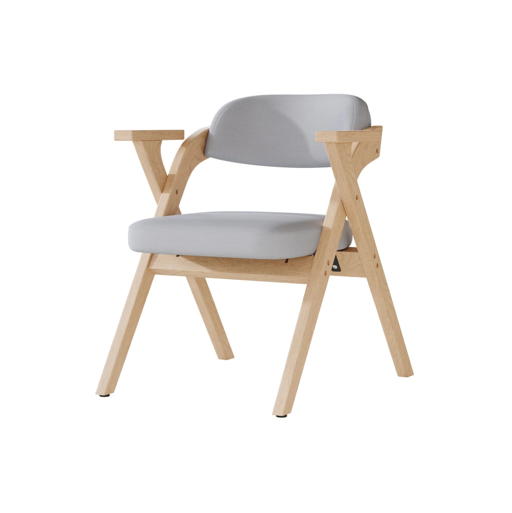 Set di 6 sedie pieghevoli con braccioli in legno e lino grigio